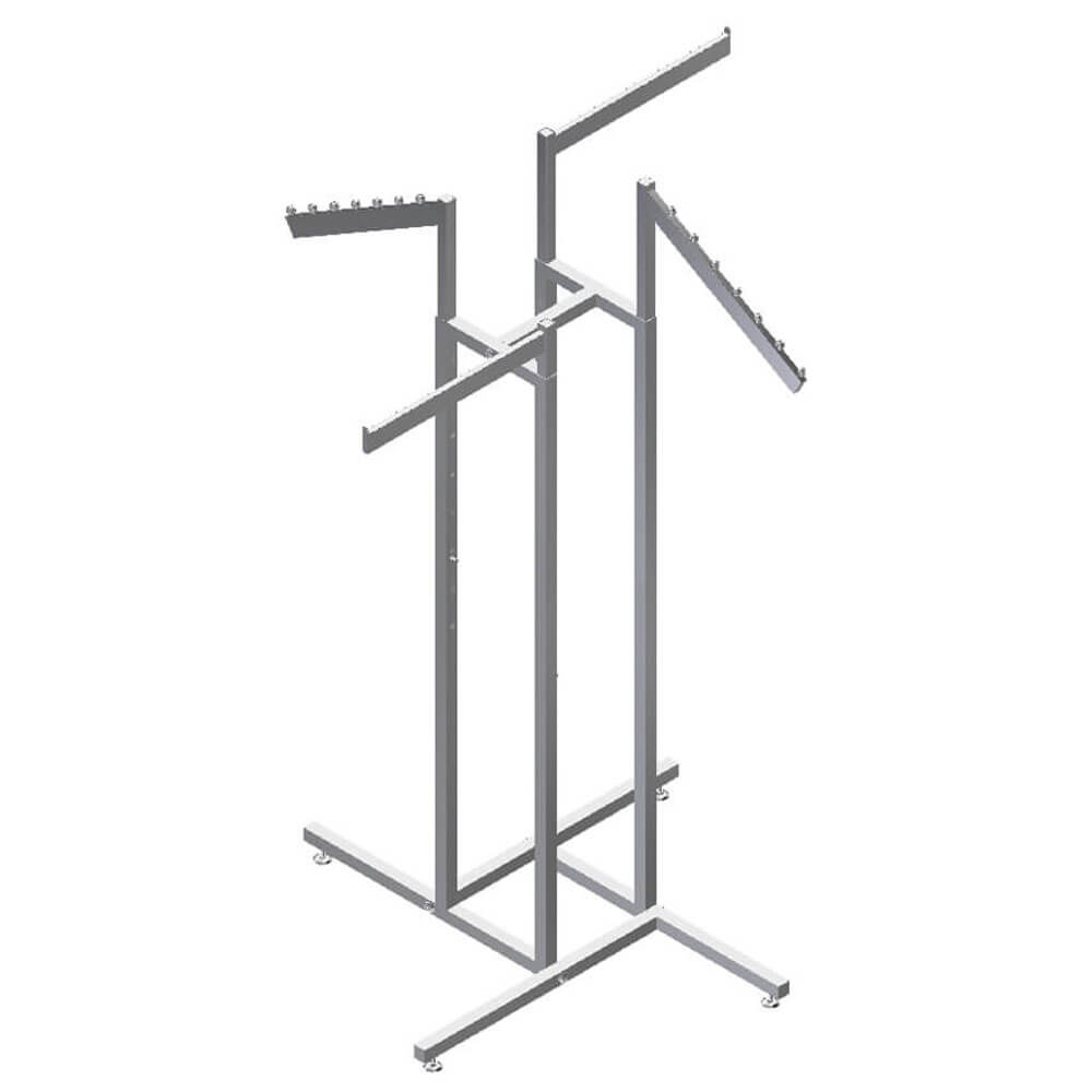 4-Way Rack - 2 Straight, 2 Slanted (Balls) Square Arms
