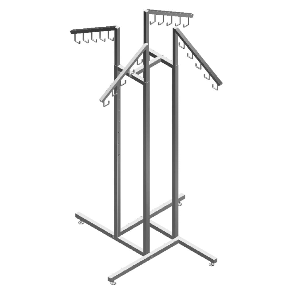 4-Way Rack - 4 Slanted (Hooks) Square Arms
