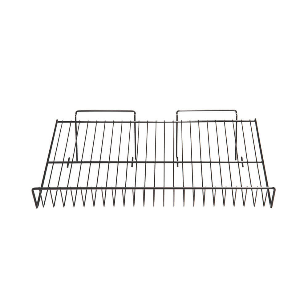 Sloped wire shelving for slatwall