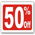 50 percent Discount Sign