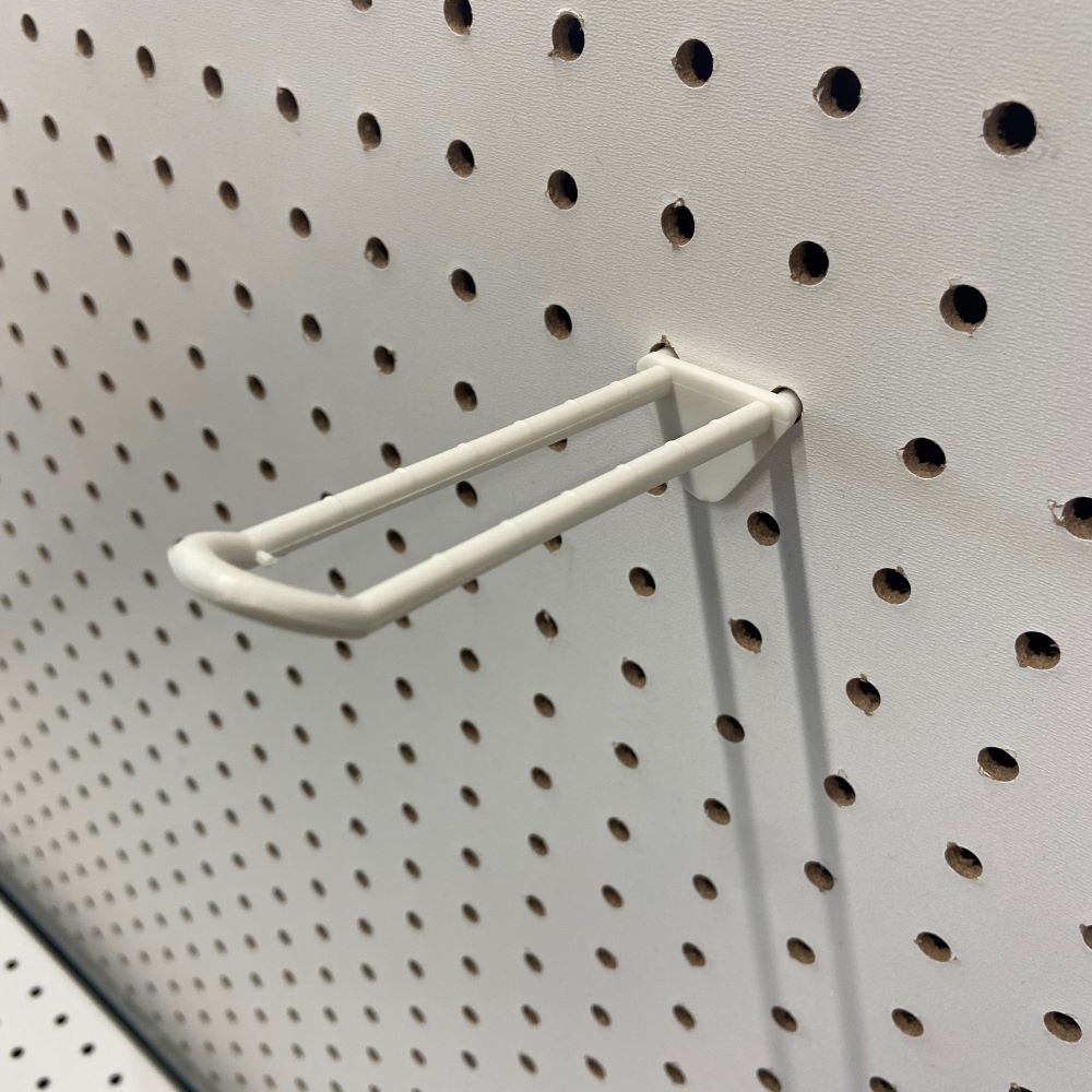 Double Loop Plastic Peg Hook - White