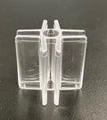 Clear plastic four way glass and plastic shelf holder