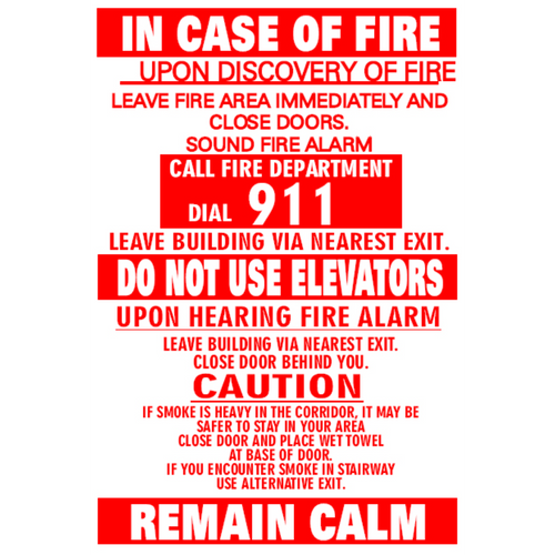 "In Case Of Fire" Sign